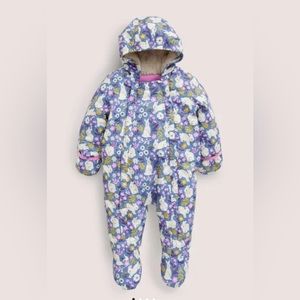 NWOT Baby Boden Snowsuit Blue Bunnies 12-18 Months